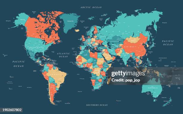 world map - highly detailed vector map of the world. - world map and detailed stock illustrations