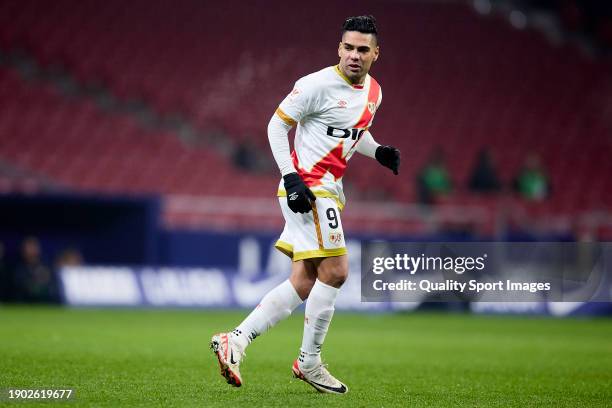 Radamel Falcao of Rayo Vallecano looks on during the LaLiga EA Sports match between Getafe CF and Rayo Vallecano at Civitas Metropolitano Stadium on...