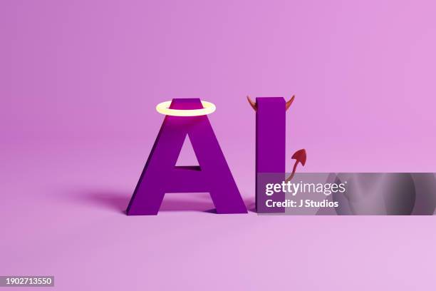 symbolic representations of good and evil ai morality - malvagità foto e immagini stock