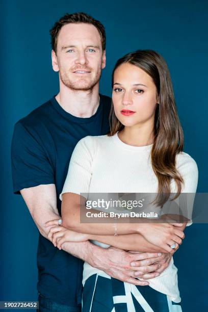 Actors Michael Fassbender and Alicia Vikander are photographed for New York Times on July 24, 2016 in New York City.