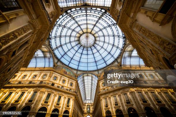 inside the galleria vittorio emanuele ii in milan, italy - milan gallery stock pictures, royalty-free photos & images