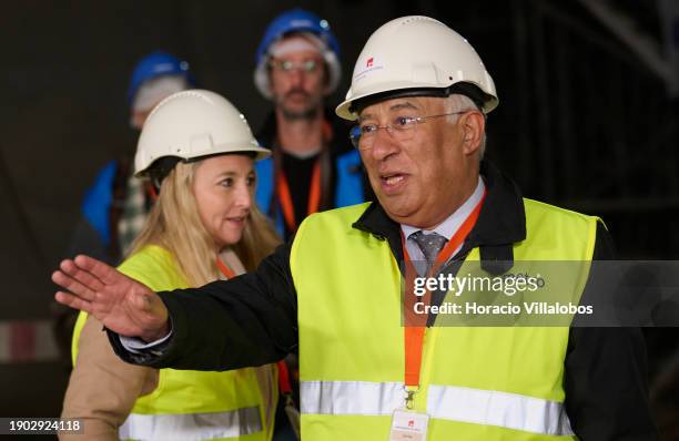 Portuguese Prime Minister Antonio Costa talks to journalists during his visit with the Minister of the Environment and Climate Action of Portugal...