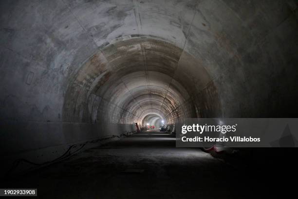 View of the tunnel under construction during Portuguese Prime Minister Antonio Costa visit with the Minister of the Environment and Climate Action of...