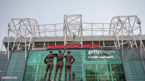 united trinity facing old trafford - manchester city premier league stock pictures, royalty-free photos & images