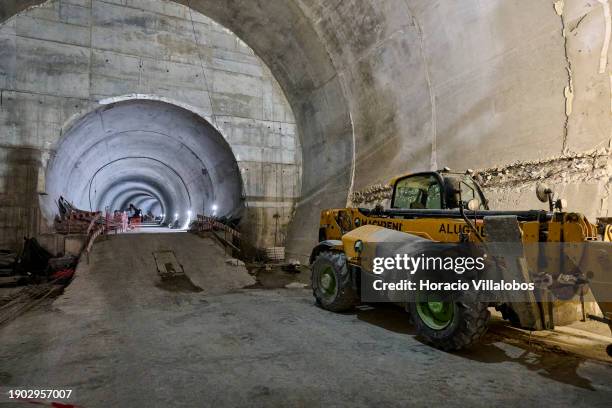 View of the tunnel under construction during Portuguese Prime Minister Antonio Costa visit with the Minister of the Environment and Climate Action of...