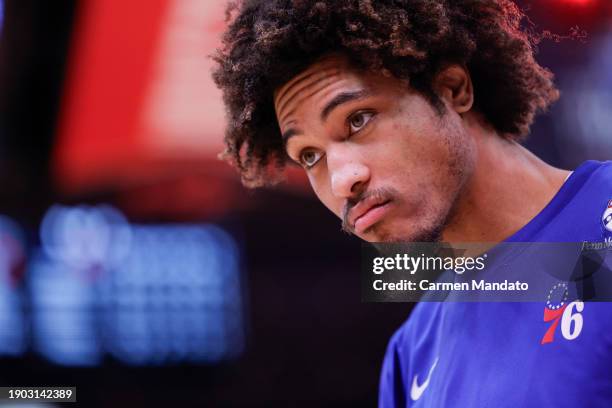 Kelly Oubre Jr. #9 of the Philadelphia 76ers looks on against the Houston Rockets during the second half at Toyota Center on December 29, 2023 in...