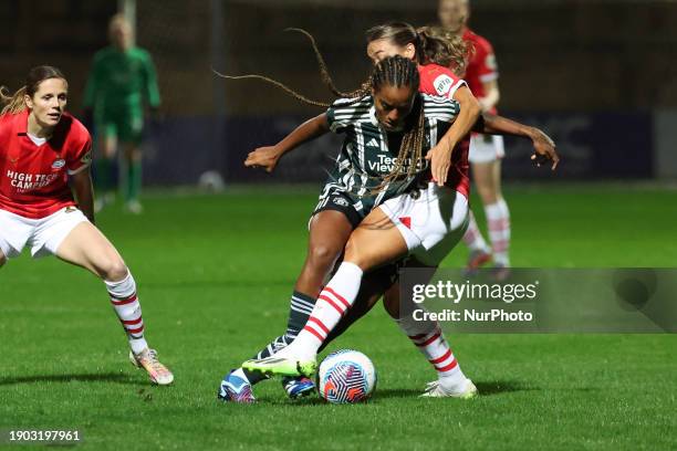 Geyse Da Silva Ferreira of Manchester United Women is in action during the women's friendly international soccer match between Manchester United...