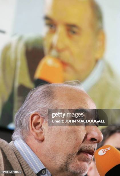 Moroccan writer residing in France Tahar Ben Jelloun speaks of his book "The Last Friend" which has been translated in German, during a talk show at...