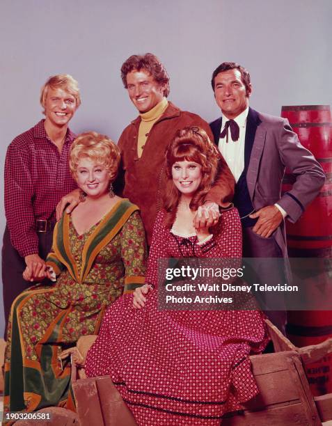 Los Angeles, CA David Soul, Robert Brown, Mark Leonard, Joan Blondell, Bridget Hanley promotional photo for the ABC tv series 'Here Comes The Brides'.