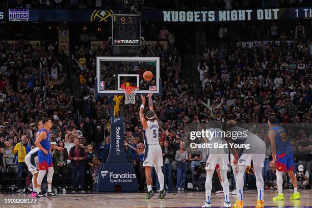 Paolo Banchero of the Orlando Magic shoots the game winning free throw during the game against the Denver Nuggets on January 5, 2024 at the Ball...