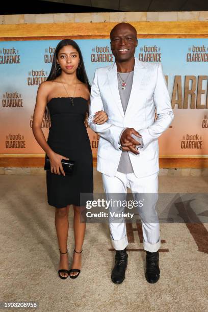 Lou Samuel and Seal at the Los Angeles premiere of "The Book of Clarence" held at the Academy Museum on January 5, 2024 in Los Angeles, California.
