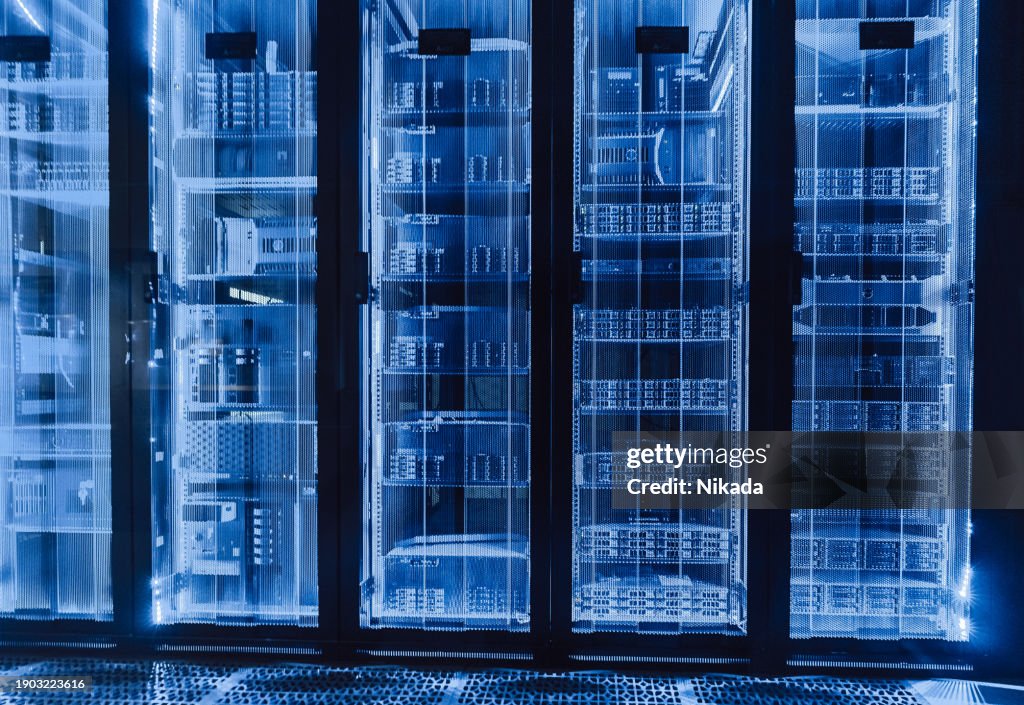 4 Racks Server Room Data Center In Server Room With Server Racks High-Res Stock Photo ...