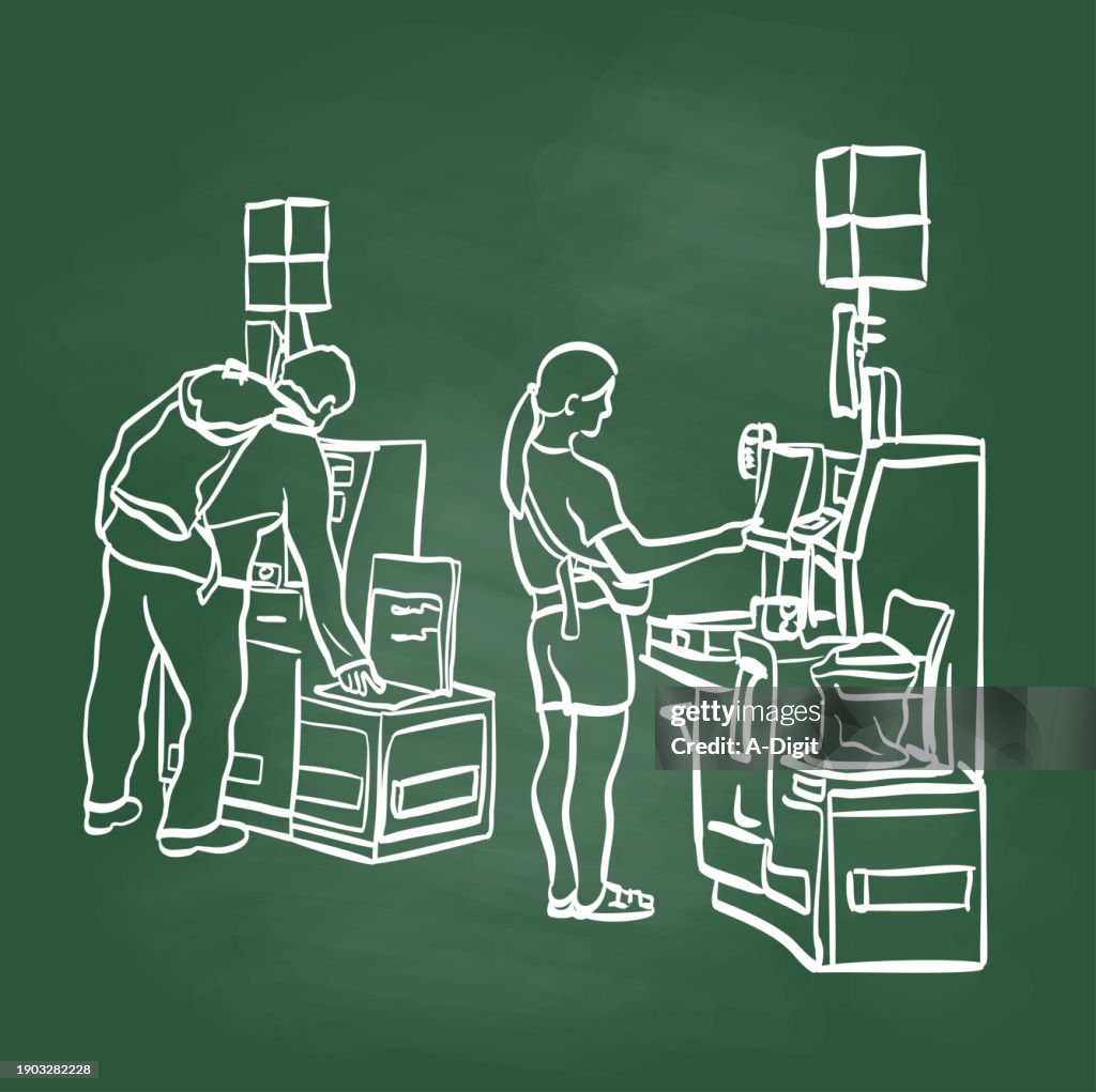 Self-Checkout Times Two Chalkboard