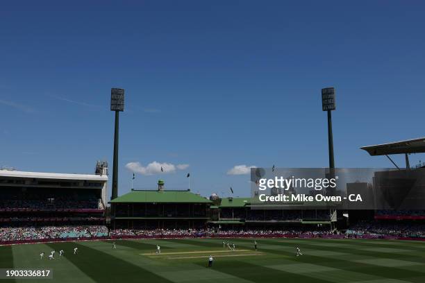 General view of play inside the stadium during day one of the Men's Third Test Match in the series between Australia and Pakistan at Sydney Cricket...