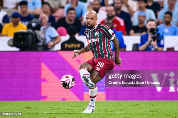 Felipe Melo of Fluminense passes the ball during the FIFA Club World Cup Final match between Manchester City and Fluminense at King Abdullah Sports...