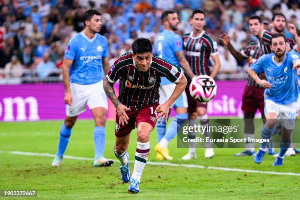 German Cano of Fluminense chases the ball during the FIFA Club World Cup Final match between Manchester City and Fluminense at King Abdullah Sports...