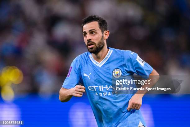 Bernardo Silva of Manchester City runs in the field during the FIFA Club World Cup Final match between Manchester City and Fluminense at King...