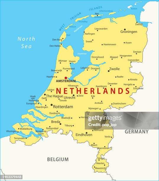 netherlands map. vector colored map of netherlands - capital cities stock illustrations