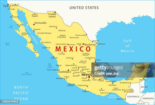 Maxio Map 392 Mexico Map With States And Cities Stock Photos, High-Res Pictures ...