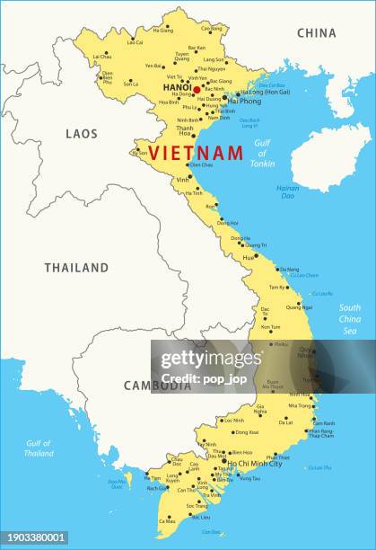 ilustraciones, imágenes clip art, dibujos animados e iconos de stock de mapa de vietnam. mapa vectorial coloreado de vietnam - vietnam