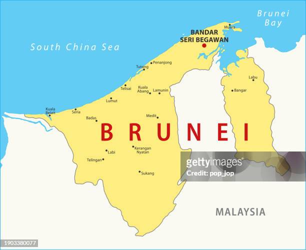 brunei map. vector colored map of brunei - brunei stock illustrations