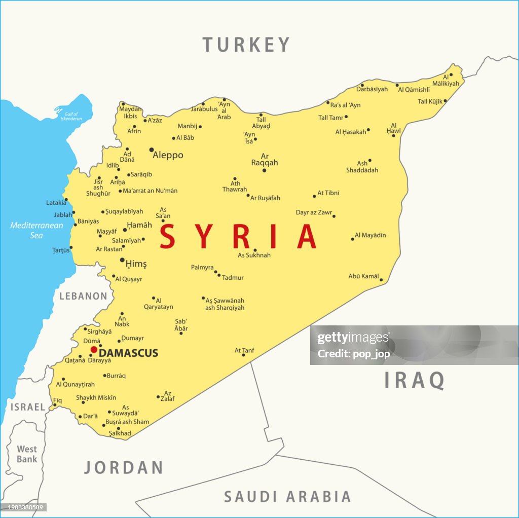 Syria Map Vector Colored Map Of Syria High-Res Vector Graphic - Getty ...
