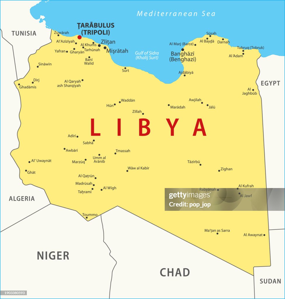 Libyan Maps Libya Map Vector Colored Map Of Libya High-Res Vector Graphic - Getty ...