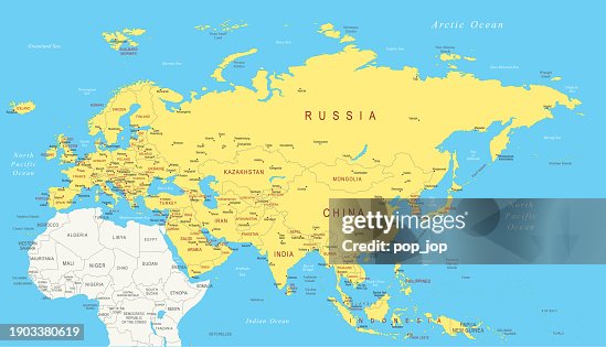 Eurasia Map. Vector colored map of Eurasia Eurasia Map. Vector colored map of Eurasia