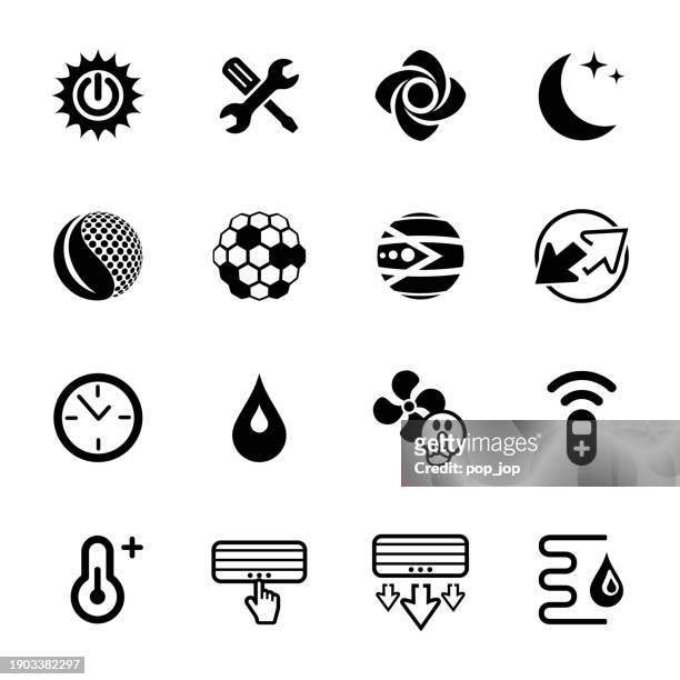 ventilation and air conditioner icon set - vector illustration - air cooler stock illustrations