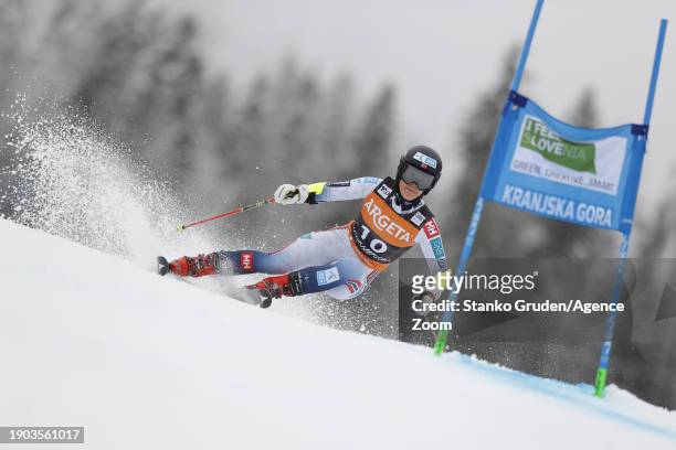 Mina Fuerst Holtmann of Team Norway in action during the Audi FIS Alpine Ski World Cup Women's Giant Slalom on January 6, 2024 in Kranjska Gora,...
