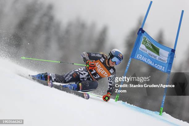 Alice Robinson of Team New Zealand in action during the Audi FIS Alpine Ski World Cup Women's Giant Slalom on January 6, 2024 in Kranjska Gora,...