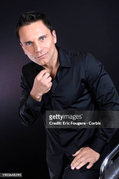 Singer Allan Theo poses during a portrait session in Paris, France on .