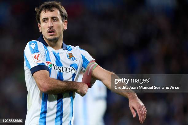 Mikel Oyarzabal of Real Sociedad looks on during the LaLiga EA Sports match between Real Sociedad and Deportivo Alaves at Reale Arena on January 02,...