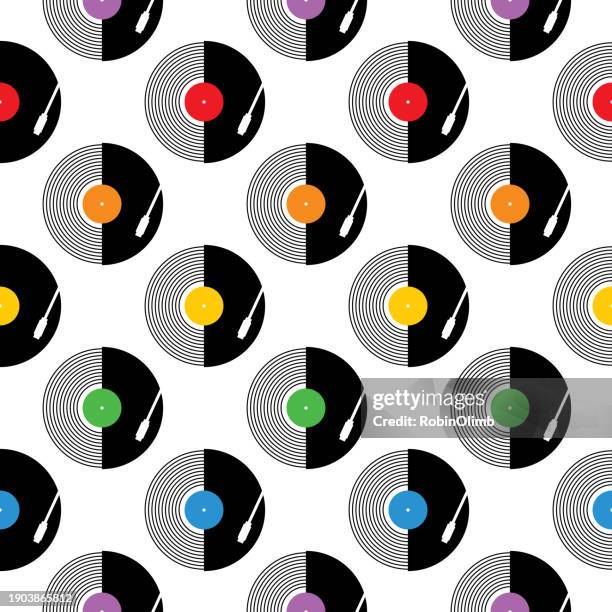 abstract records seamless pattern - deck background stock illustrations