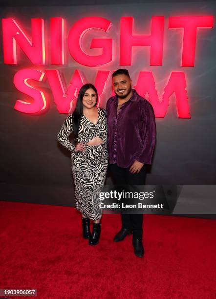 Maritza Garcia and Noe Zepeda attend a special NIGHT SWIM event, Presented by Universal Pictures, at Skybar on January 02, 2024 in West Hollywood,...