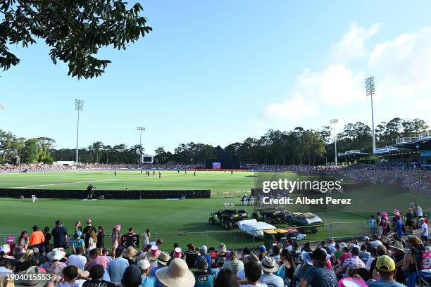 General view is seen during the BBL match between Sydney Sixers and Brisbane Heat at Coffs Harbour International Stadium, on January 03 in Coffs...