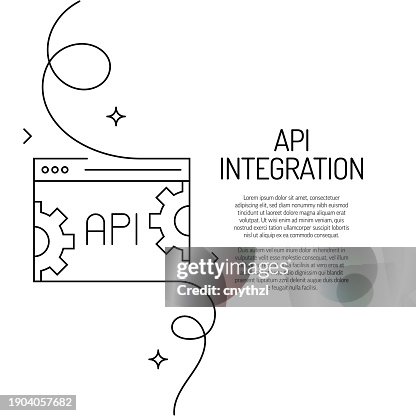 Continuous Line Drawing of API Integration Icon. Hand Drawn Symbol Vector Illustration. Continuous Line Drawing of API Integration Icon. Hand Drawn Symbol Vector Illustration.