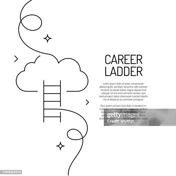 ilustraciones, imágenes clip art, dibujos animados e iconos de stock de continuous line drawing of career ladder icon. hand drawn symbol vector illustration. - la escalera del éxito