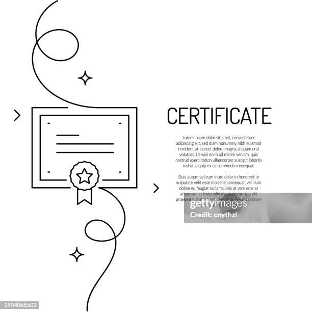 stockillustraties, clipart, cartoons en iconen met continuous line drawing of certificate icon. hand drawn symbol vector illustration. - certificate icon