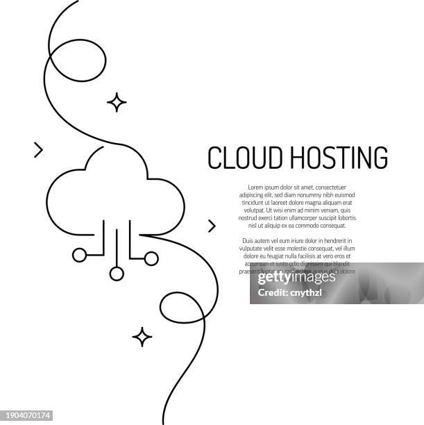 continuous line drawing of cloud hosting icon. hand drawn symbol vector illustration. - cloud hosting stock illustrations
