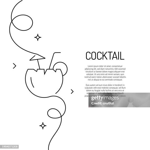 continuous line drawing of cocktail icon. hand drawn symbol vector illustration. - happy hour stock illustrations