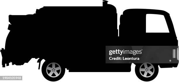 garbage truck silhouette - garbage truck stock illustrations