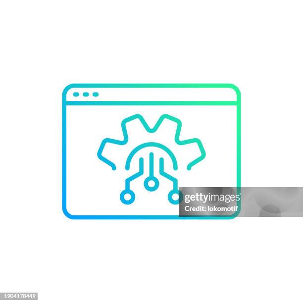 ai developer gradient line icon. the icon is suitable for web design, mobile apps, ui, ux, and gui design. - computer programmer white background stock illustrations