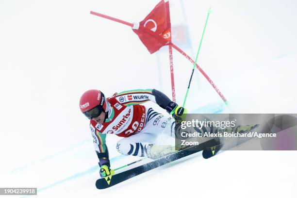 Fabian Gratz of Team Germany in action during the Audi FIS Alpine Ski World Cup Men's Giant Slalom on January 6, 2024 in Adelboden, Switzerland.