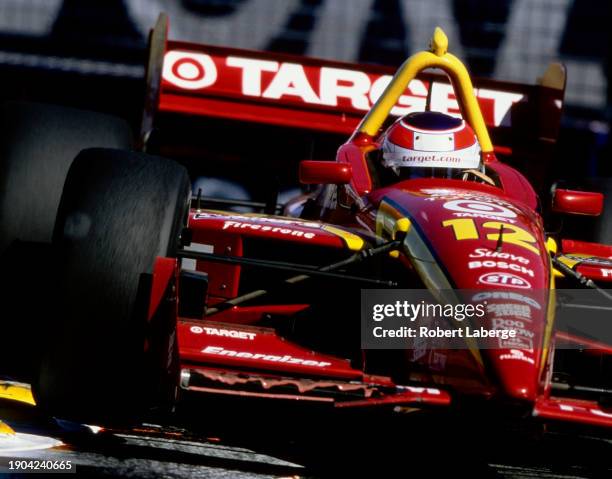 Jimmy Vasser from the United States drives the Target Chip Ganassi Racing Lola B2K/00 Toyota RV8E during the Championship Auto Racing Teams 2000...
