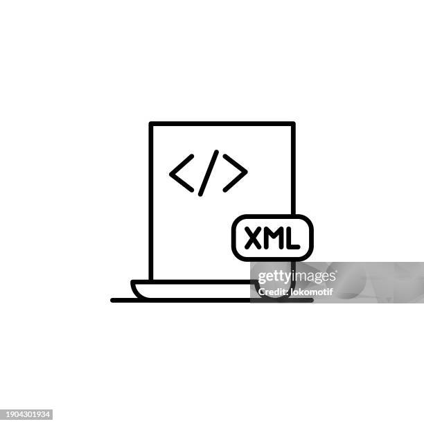 xml file line icon with editable stroke. the icon is suitable for web design, mobile apps, ui, ux, and gui design. - web designer white background stock illustrations