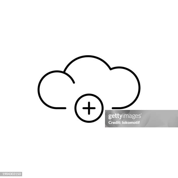 add to cloud computing line icon with editable stroke. the icon is suitable for web design, mobile apps, ui, ux, and gui design. - big tech stock illustrations