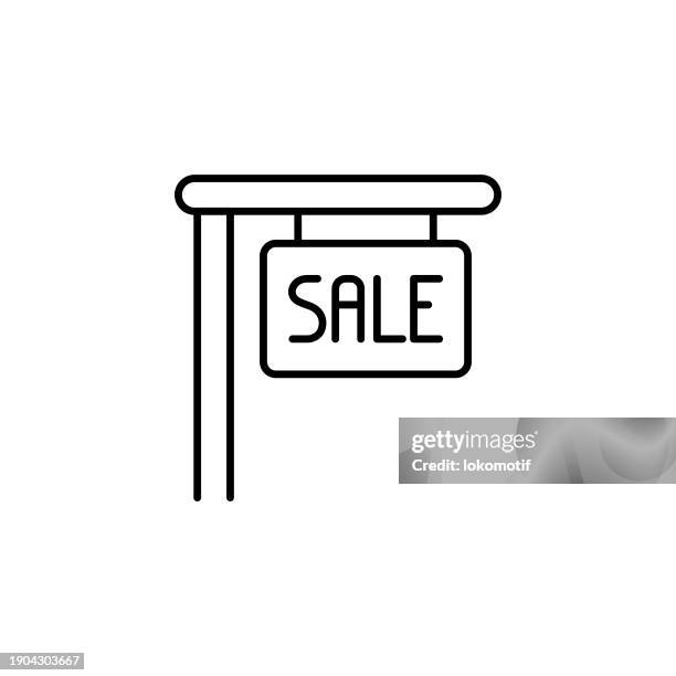sale sign line icon with editable stroke. the icon is suitable for web design, mobile apps, ui, ux, and gui design. - mortgage document stock illustrations