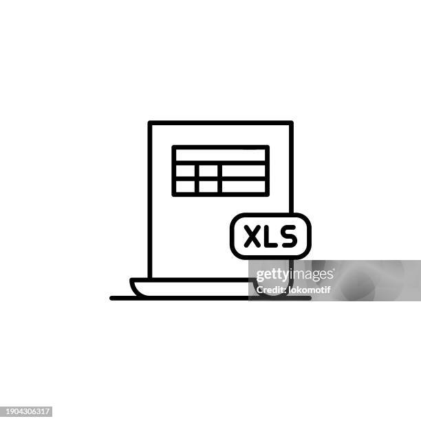 xls file line icon with editable stroke. the icon is suitable for web design, mobile apps, ui, ux, and gui design. - spreadsheet computer stock illustrations