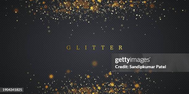 glitter vintage lights background. dark gold and black. - glittering stock illustrations